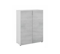 Meuble a Chaussures avec 6 etageres coloris blanc mat / ciment - Hauteur 103 x Longueur 72 x Profondeur 36 cm --