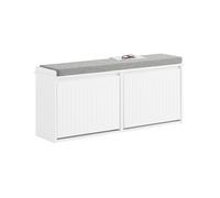 Meuble à Chaussures avec Assise Coussin Rembourré FSR98-XL-W SoBuy - 2 Abattants - 100x26x46 cm - Blanc