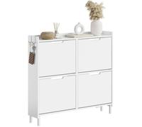 Meuble à Chaussures avec LED et Design 19 cm - SoBuy - pour Entrée et Couloir, Blanc, 100x19x93 cm