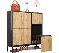 Meuble à chaussures avec tabouret à langer, étagère à chaussures à trois volets et espace de rangement ouvert, adapté au couloir, à la chambre