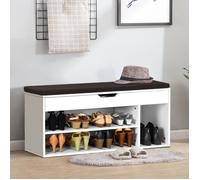 Meuble à Chaussures - Banc de Rangement - Bois - 3 Compartiments - 104x30x48 cm