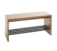 HAKU Banc à chaussures Miranda – MDF et métal, chêne foncé & noir – 80×40×30 cm