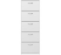 Meuble à chaussures - Blanc - 5 Abattants - 10 paires - L58,5 x H168,5 x P17 cm - Fabriqué en Allemagne