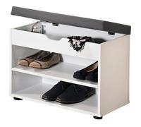Meuble à chaussures blanc avec siège, siège de couloir fonctionnel et étagère à chaussures en un - Kesper