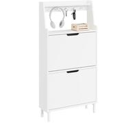 SoBuy Mobile de rangement pour entrée avec portemanteau Blanc 60x19x119 cm