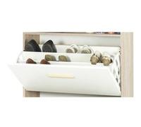 Meuble à Chaussures Chêne 2 Abattants Blancs 1 Rideau 75,2 x 143,1 x 30,6 cm - Rideau Chêne - L 75.2 x l 30.6 x H 143.1 cm Blanc G