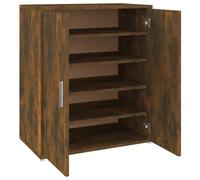 Meuble À Chaussures Chêne Fumé 60 X 35 X 70 Cm Bois Contreplaqué Avec Portes Étagères Moderne