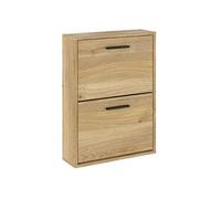 Meuble à chaussures, commode à chaussures à 2 portes coloris chêne Mauvella - Longueur 54 x profondeur 18 x hauteur 73 cm - -