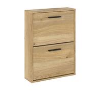 Meuble à chaussures, commode à chaussures à 2 portes coloris chêne Mauvella - Longueur 54 x profondeur 18 x hauteur 73 cm