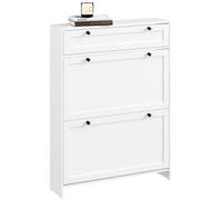 Meuble à chaussures compact - SOBUY - 80x19x107 cm - Blanc - Design scandinave - Tiroir et 2 portes battantes