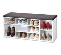 Meuble à chaussures d'intérieur - Banc avec coussin pour l'entrée Blanc