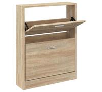 Meuble à chaussures en chêne 59 x 17 x 81 cm en bois d'ingénierie 2 tiroirs | Design moderne, couleur chêne, hauteur tiroir 35 cm, dimensions tiroir 55,5 x 9,5 cm, fixation murale