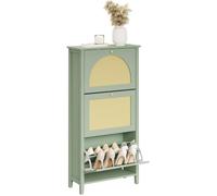 SoBuy Armoire à Chaussures 3 Portes Vert Pastel 62x25x121.5 cm FSR222-GR