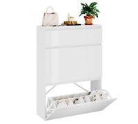 Meuble à chaussures étroit, 2 tiroirs rabattables, armoire de rangement moderne pour entrée/couloir, dimensions 110x80x26.5 cm