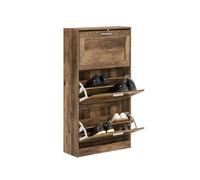 SoBuy Meuble Chaussure Meuble à Chaussures Entrée Rangement Compact 3 Abattants Réglables - Armoire à Chaussures Fine pour Couloir - Bois foncé 60x23x115cm FSR137-L-F