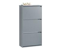 SoBuy Meuble à chaussures FSR165-H-HG – 3 abattants pour petite entrée, gris, LPH 61x26x120 cm
