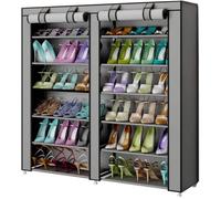 Meuble à Chaussures Gain 7 Etagères 115 x 30 x 110 cm Jusqu'à 36 Paires de Chaussures Structure Acier et revêtement en Tissu A517