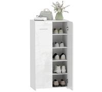 Meuble à chaussures - HOMCOM - 10 paires - 5 niveaux étagères réglables - panneau de particules - 55x36x108cm - blanc brillant