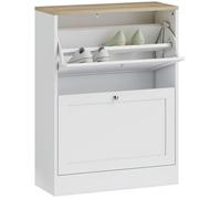 Meuble à chaussures - HOMCOM - 12 paires - 2 tiroirs rabattables et étagères réglables - panneau de particules - 60x24x80cm - blanc
