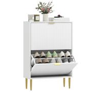 HOMCOM Meuble à Chaussures 12 Paires 2 Tiroirs 60 x 24 x 91,5 cm Blanc