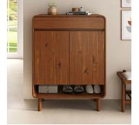 IDIMEX Meuble à Chaussures Juan, en Bois Massif Coloris Châtaignier, 2 Portes, 1 Tiroir, Rangement Armoire à Chaussures Design pour Entrée, Placard Haut, pour 12 Paires.