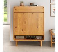 IDIMEX Meuble à Chaussures Juan, en Bois Massif Coloris Chêne, 2 Portes, 1 Tiroir, Rangement Armoire à Chaussures Design pour Entrée, Placard Haut, pour 12 Paires.