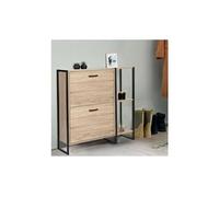 IDMarket - Meuble à chaussures Luis 12 paires, 2 portes avec étagère design industriel marron