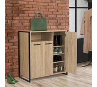 IDMarket – Armoire à chaussures LUIS – 18 paires, 3 portes avec niche – Design industriel