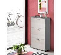 Meuble à chaussures moderne DMORA - 3 portes battantes - 67x28h112 cm - Couleur mélèze