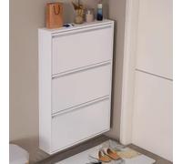 Meuble à chaussures mural avec rabats - Peu encombrant pour entrée et couloir, aucun assemblage nécessaire, blanc Sto Solut (103,1 x 70,9 x 15,2 cm)
