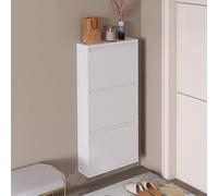 Meuble à chaussures mural avec rabats, pour entrée et couloir, aucun assemblage nécessaire (103,1 x 50,8 x 12,2 cm, blanc)