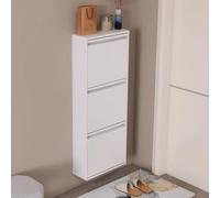 Meuble à chaussures mural avec rabats - Spacieux rangement caché, aucun assemblage nécessaire, nizer à chaussures libre pour entrée, couloir, couloir (103,1 x 40 x 15,2 cm, blanc)