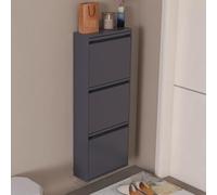 Meuble à chaussures mural gris avec rabats - Sto nizer mince et peu encombrant pour entrée, couloir et couloir - Facile sans assemblage (103,1 x 40 x 15,2 cm)