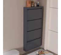 Meuble à chaussures mural peu encombrant avec rabats - Sto nizer caché pour entrée, couloir ou couloir (136,1 x 65,3 x 15,2 cm, gris) - Design facile sans assemblage