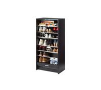 Meuble à Chaussures Noir 7 Tablettes 21 paires - Bambous 912 - L 58.4 x l 36.1 x H 121.6 cm