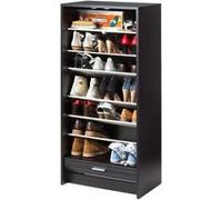 Meuble à Chaussures Noir 7 Tablettes 21 paires - Lac de Genève 652 - L 58.4 x l 36.1 x H 121.6 cm Noir G