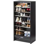 Meuble à Chaussures Noir Bicolore 21 paires 8 Niches - Blanc - L 58.4 x l 36.1 x H 121.6 cm Noir G