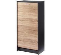 Meuble à Chaussures Noir Bicolore 21 paires 8 Niches - Chêne Naturel - L 58.4 x l 36.1 x H 121.6 cm Noir G