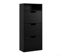 Meuble à chaussures Relaxdays avec étagère HxLxP 140x60x24 cm pour 14 paires 3 abattants étroit aspect bois gris