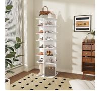 Meuble à chaussures rotatif 360° sur pied 7 étagères blanc PVC 28 paires montage facile haute base VEVXYN