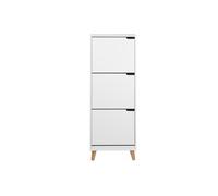 Meuble à chaussures scandinave blanc et bois 3 casiers L47 cm MITRAA