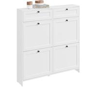 Meuble à chaussures - SOBUY - 2 tiroirs - 4 portes rabattables - 12 paires - 100x19x107 cm - Blanc - MDF E1