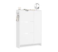 Meuble à chaussures - SoBuy - Blanc - 3 tiroirs - Porte battante - Crochets intégrés - Rangement pour 12 paires