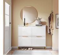 Meuble à Chaussures - SoBuy - FSR206-GW - Ultra Fin 19cm - Blanc Brillant et Or - Anti-Basculement