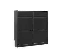 Meuble à chaussures - SoBuy - Noir - 98×19×95 cm - 4 portes battantes - 2 tiroirs avec séparateurs