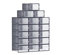 Meuble à Chaussures - SONGMICS - Lot de 18 - Transparent et Bleu Carbone - Pliable - Pour Pointure jusqu’à 44