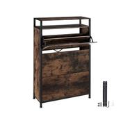Meuble à chaussures - TECTAKE - Meuble à chaussures BUFFALO en panneau aggloméré 81 x 32 x 130 cm - Bois foncé