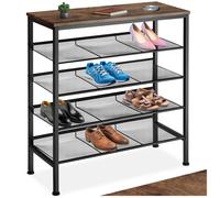 Meuble à chaussures - TECTAKE - Étagère à chaussures BOURNEMOUTH en bois MDF 75,5 x 30,5 x 85,5 cm - Bois foncé