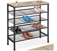 Meuble à chaussures - TECTAKE - Étagère à chaussures BOURNEMOUTH en bois MDF 75,5 x 30,5 x 85,5 cm - Bois clair/Chêne sonoma