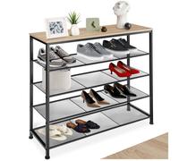 Meuble à chaussures - TECTAKE - Étagère à chaussures SHEFFIELD en acier 100 x 30,5 x 93 cm - Bois clair/Chêne sonoma